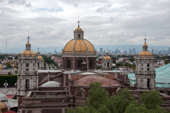 Panoramic view of the Mexico City from the The villa Basilica de Guadalupe in Mexico