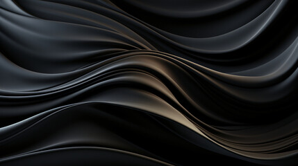 black graphic representation of symmetrical flowing waves of material that looks like fabric