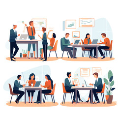 Business meeting set design illustration