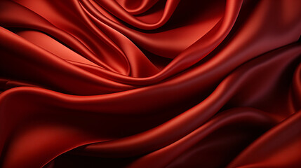 red graphic representation of symmetrical flowing waves of material that looks like fabric