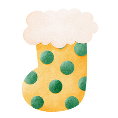 cute yellow socks with green dots watercolor hand drawing