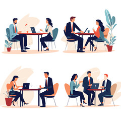 Business meeting set design illustration