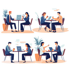Business meeting set design illustration