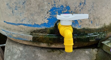 water tap in the field to irrigate the land stock photo