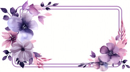 Watercolor purple flower frame