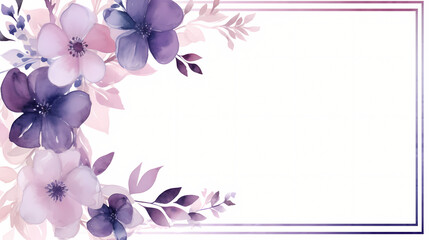 Watercolor purple flower frame