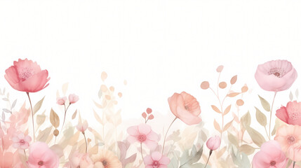 Watercolor soft pink flower garden background