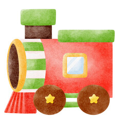 Kawaii train locomotive watercolor hand drawing illustration