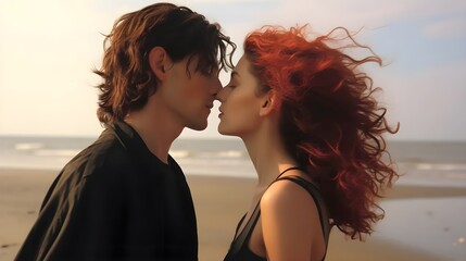 couple kissing on the beach