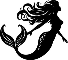 Silhouette Of A Mermaid Illustration Collection Vector EPS
