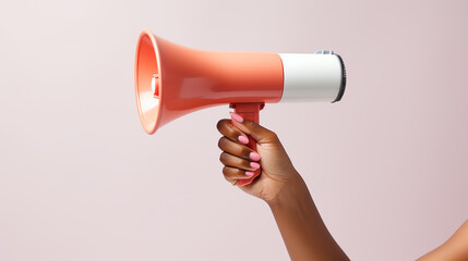 Hand with the megaphone. Isolated on a white background.