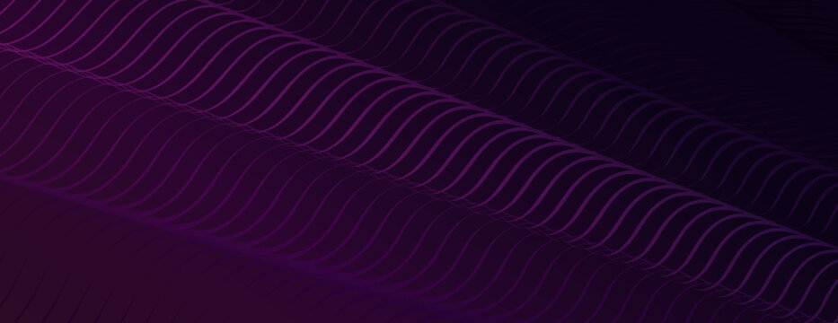 Colorful smooth dark purple gradient background image. Vector bright wave line on a dark back. Modern smooth plaid wavy fon. Suit for poster, website, sale