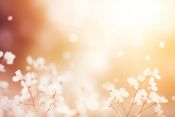 Fototapeta premium Abstract floral background of pink flowers in pastel colors in a soft style for spring or summer. Banner background with copy space.