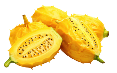Sensory Delight Realistic Image Showcasing the Vibrant Horned Melon on White or PNG Transparent Background