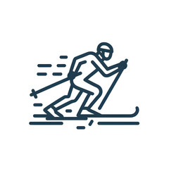 Obraz premium skiing vector icon in a minimalistic line art style
