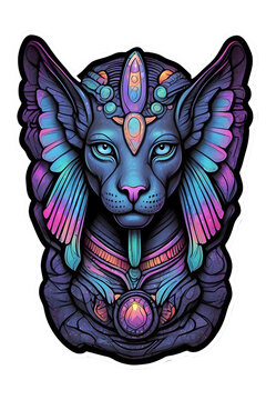 recommend clip art: Beautiful Fantasy Egyptian Cat for Sticker Clipart Shirt Logo Illustration Transparent PNG Generative AI