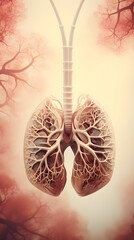 Illustration portrait of the lung organ on an abstract background, background image, AI generated