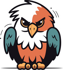 Bald eagle bird cartoon mascot character vector illustration