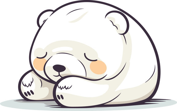 Polar bear sleeping cute cartoon character vector illustration