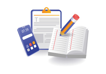 Illustrative infographic concept recording school lesson information