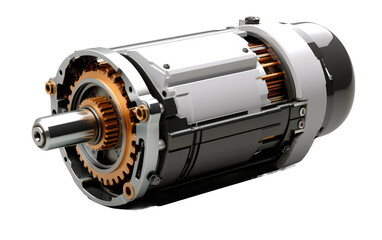 A Realistic Image Showcase of a Low-Torque Motor on White or PNG Transparent Background