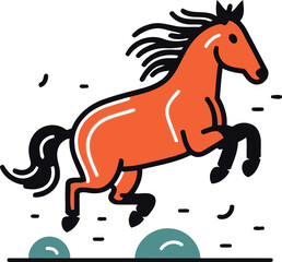Running horse vector illustration in flat style isolated on white background