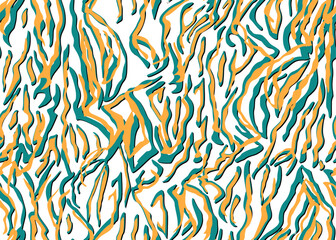 Full seamless tiger zebra stripes animal skin pattern. Texture for textile fabric print. Suitable for fashion use. Vector illustration.