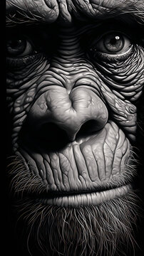 Absurd hyper-detailed scratch art In the style of black and white hyper-realism generative ai 