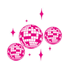 Illustration of disco ball. Pink disco ball