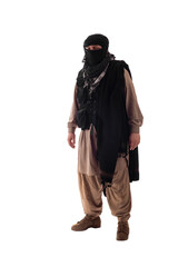 man in military outfit warrior PMC on a white background - obrazy, fototapety, plakaty