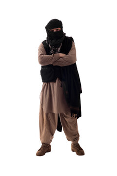 man in military outfit warrior PMC on a white background