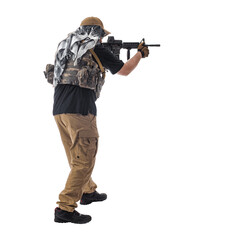 man in military outfit warrior PMC on a white background