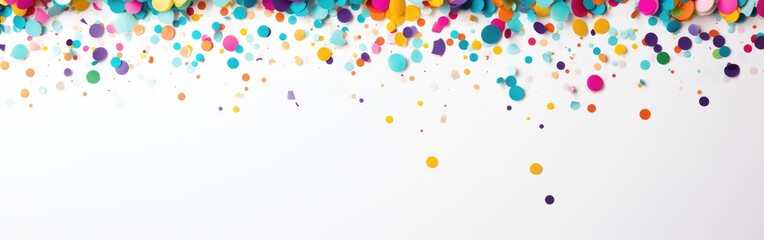Coloured confetti frame copyspace, white background