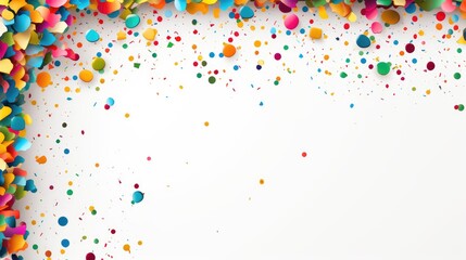 Coloured confetti frame copyspace, white background