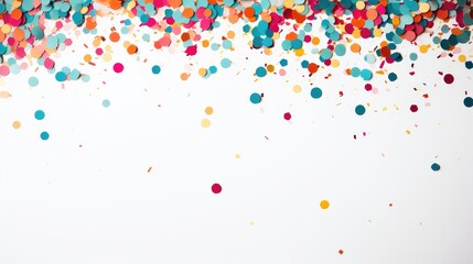 Coloured confetti frame copyspace, white background