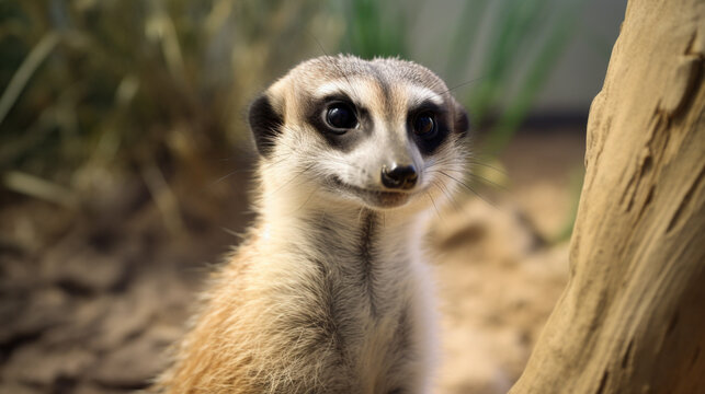 Meerkat (Surikate) found in Melbourne Zoo, Australia. generative ai