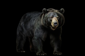 A Bear on a black background, a Beautiful Predator. Banner, Image for books, albums, design.