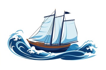 sailboat in ocean illustration