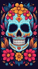 A poster for cinco de mayo with skull illustrations