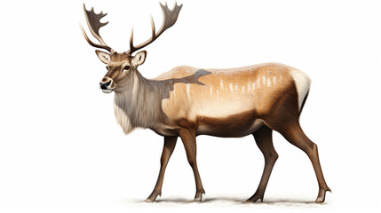 nice brown reindeer over white background. generative ai
