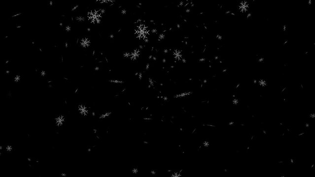 snowflake falling endless loop slow motion animation with transparent background. Format quick time alpha rgb, video codec animation.