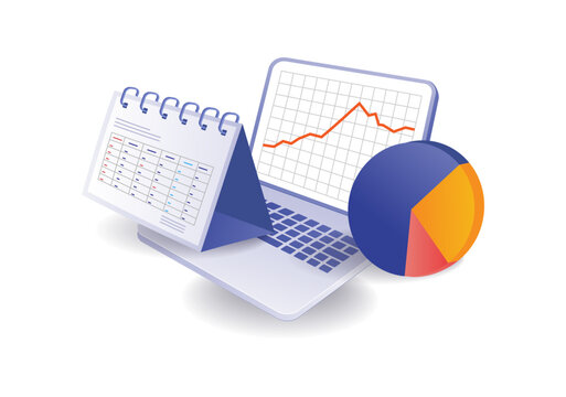 Concept illustration of monthly business development analysis