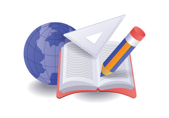 Concept of illustration of the creative world of school education