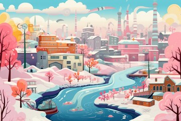Winter Industrial Scenes - Generative AI