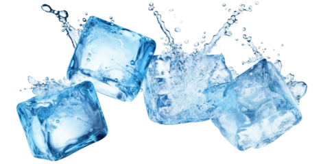 Flying melting ice cubes, cut out