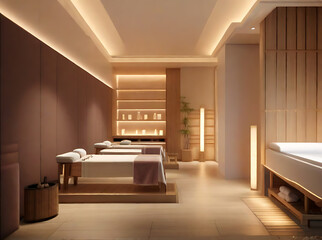 Interior of a fashionable nail salon and beauty spa and massage. generative ai