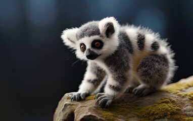 Fototapeta premium Lemur on the tree in the jungle.