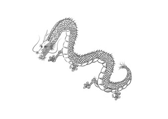 Obraz premium 年賀辰モノクロイラスト