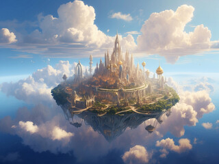 floating island and castle - dream landscape. - Powered by Adobe