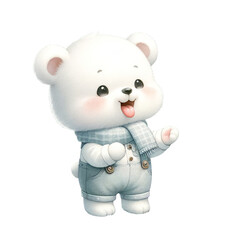 Baby Cute White bear on white background.